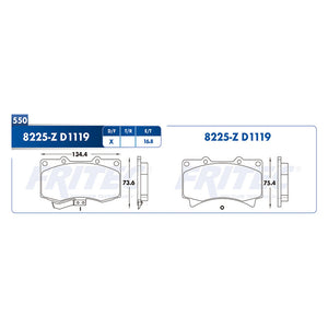balata para freno de disco fritec formula azul delantera para hummer h3 2006  part: m-8225-z
