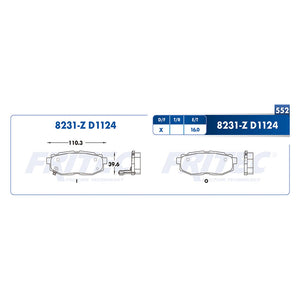 balata para freno de disco fritec formula specific trasera para subaru legacy 2010  part: spc-8231-z