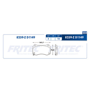 balata para freno de disco fritec formula specific delantera para chrysler 300 2005  part: spc-8259-z