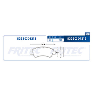 balata para freno de disco fritec formula azul delantera para peugeot 206 2001  part: m-8333-z