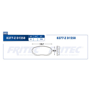 balata para freno de disco fritec formula azul delantera para ford truck edge 2007  part: m-8377-z
