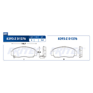 balata para freno de disco fritec formula azul delantera para honda civic 2006  part: m-8392-z