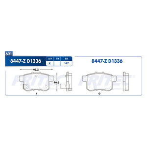 balata para freno de disco fritec formula azul trasera para acura tsx 2010  part: m-8447-z