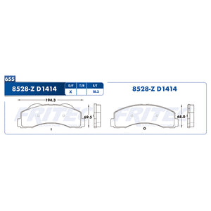 balata para freno de disco fritec formula azul delantera para ford truck expedition 2010  part: m-8528-z