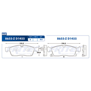 balata para freno de disco fritec formula specific delantera para dodge truck durango 2011  part: spc-8655-z