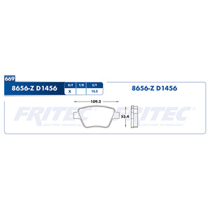 balata para freno de disco fritec formula specific trasera para audi a3 sportback  2011  part: spc-8656-z