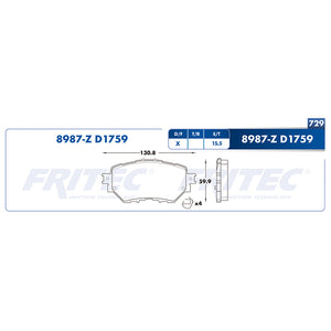 balata para freno de disco fritec formula specific delantera para mazda 3 2014  part: spc-8987-z
