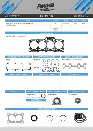 juegos completos  volkswagen l4 2.0l part: FS 1027 MLS