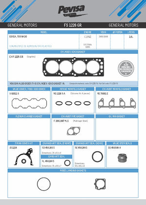 juegos completos  general motors 1.8l part: FS 1226 GR