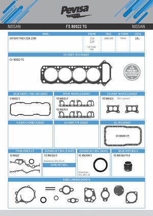 juegos completos  nissan 2.4l, l4 part: FS 80022 TG