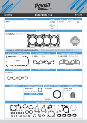 juegos completos  nissan 4l; 2.5l part: FS 80261 MX MLS