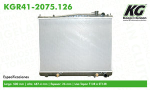Radiador INF QX4 V6 3.3L 1997-2000  part: KGR41-2075.126