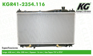Radiador ACU EL L4 1.7L 2002-2005  part: KGR41-2354.116